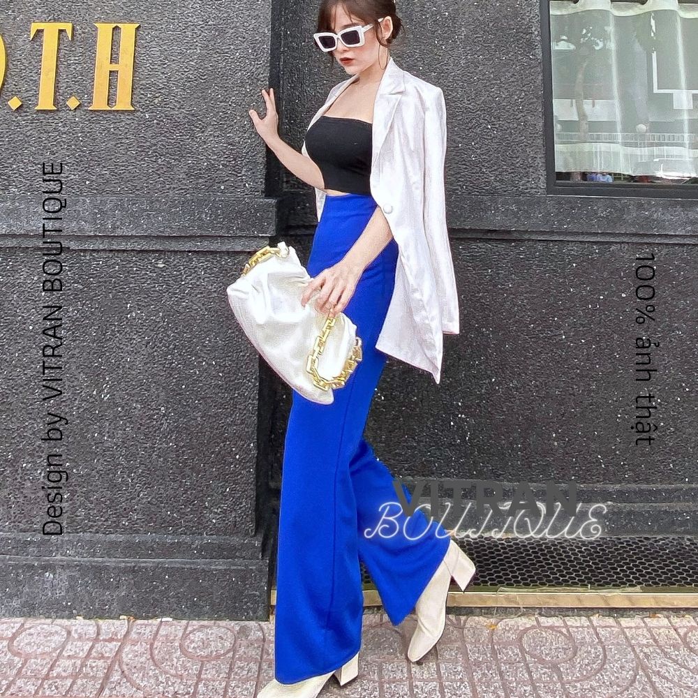 Quần óng suông lưng cao liền cạp