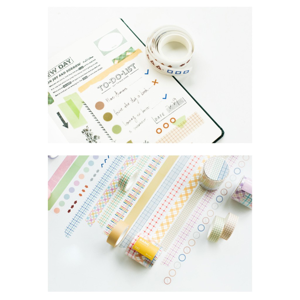 Washi tape MIAO'S LITTLE FOREST set 3 cuộn băng dính phong cách basic trang trí sổ tay bullet journal MWT232