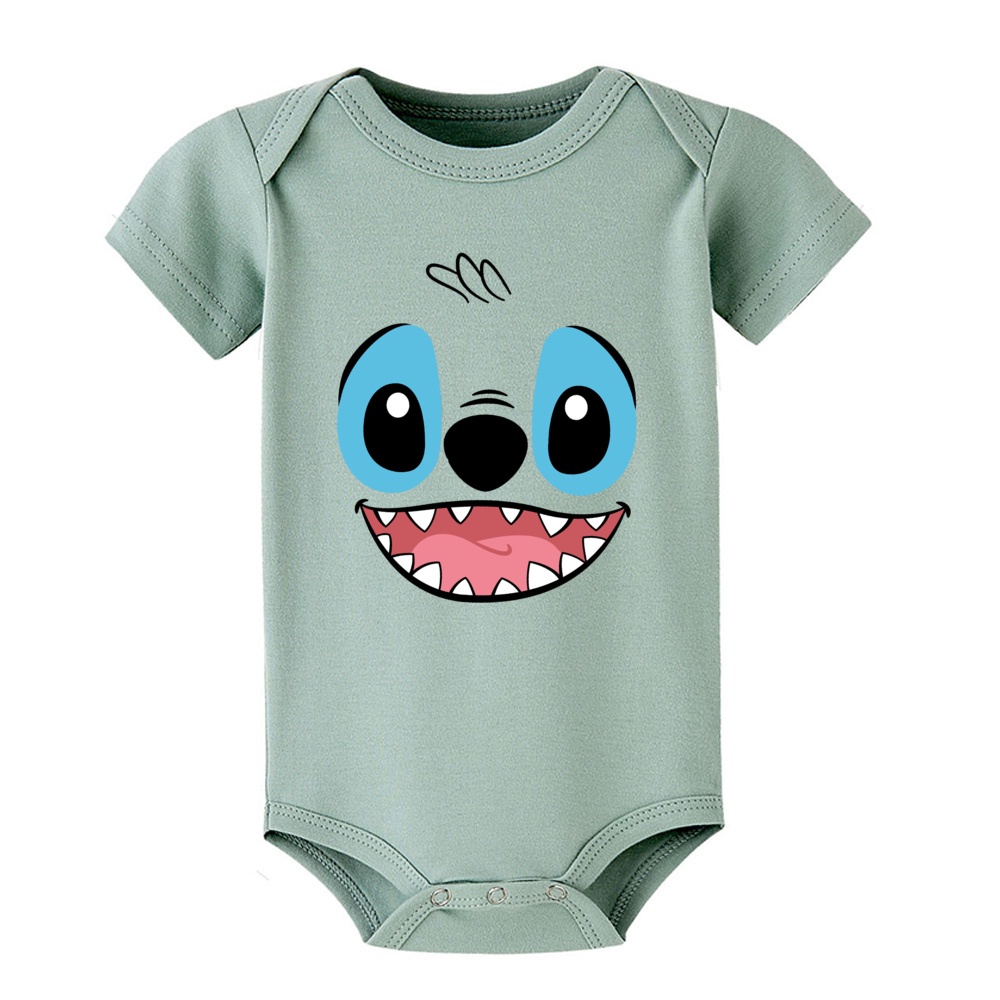 Lilo & stitch Áo Liền Quần Ngắn Tay Bằng cotton Đáng Yêu Vui Nhộn Cho Bé Sơ Sinh