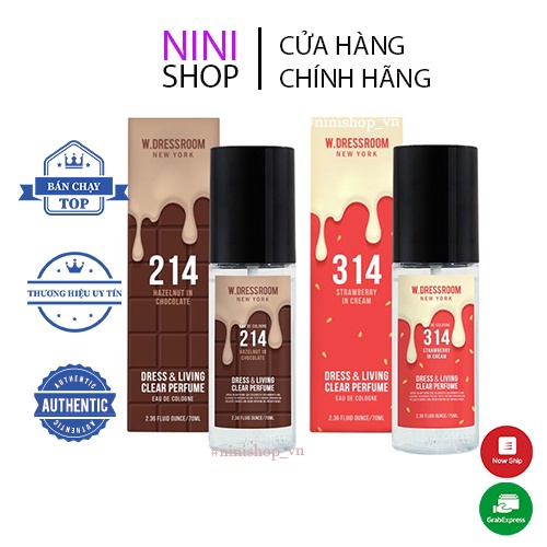 [🌸Mùi mới limited: 214,314] Nước hoa xịt thơm W.Dressroom diệt khuẩn, mùi Chocolate Strawberry ngọt ngào