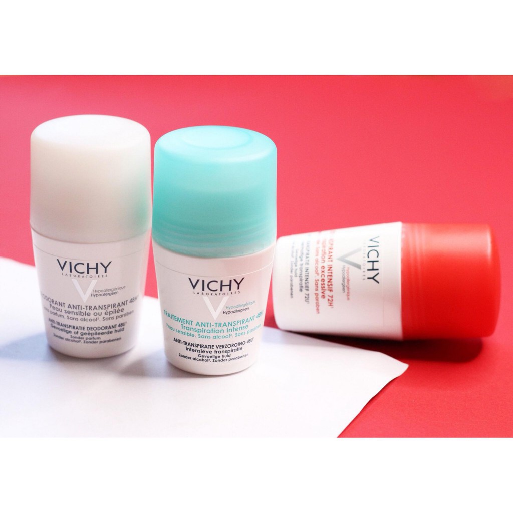 Lăn Khử Mùi Vichy Đỏ, Xanh. Khô Thoáng Diệt Khuẩn dưới cánh tay Detranspirant Intensif 72H #Pvy Beauty