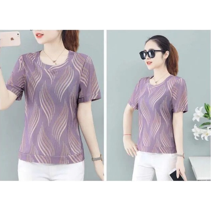 Áo Thun Lụa Lạnh Plus Size Tay Ngắn Đơn Giản Trẻ Trung Dành Cho Nữ
