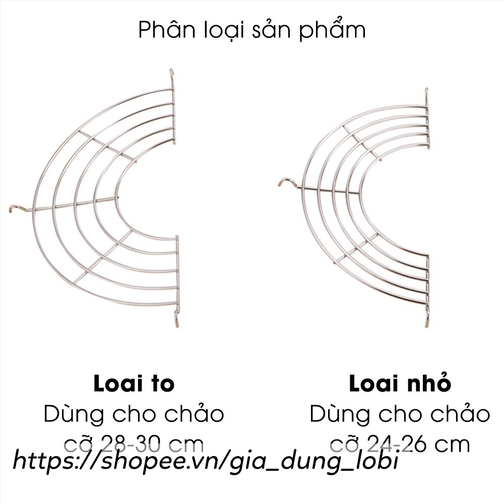 Vỉ gác chảo chiên rán dầu mỡ loại dày bằng inox cỡ 24 -26cm, 28-30cm