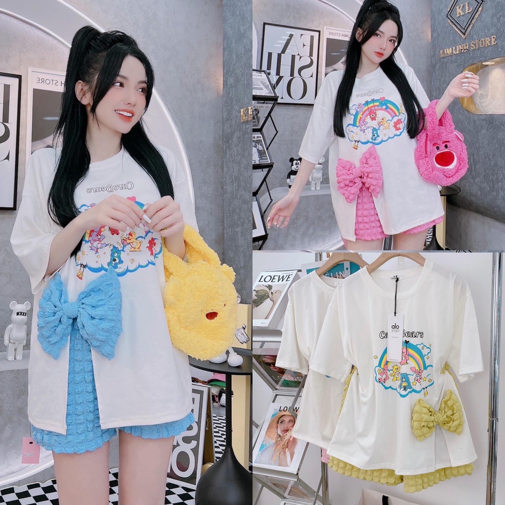 Set Bộ Nữ Áo Thun Xẻ Tà Nơ + Quần Đùi Xốp Thời Trang Dạo Phố (Có Video)