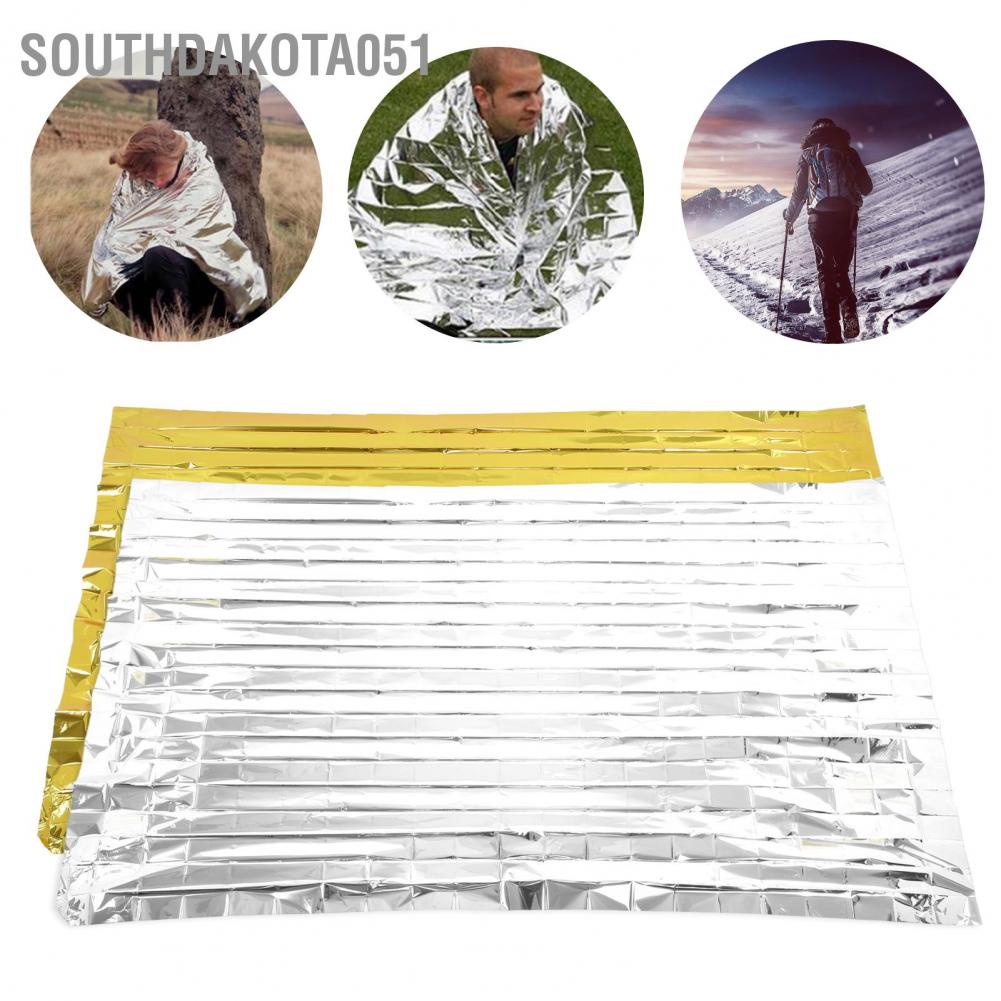 Hàng Sẵn Chăn cách nhiệt khẩn cấp Có thể gập lại PET Aluminized Film nhiệt sinh tồn di động cho Hành trình Cắm trại Ngoài trời【Southdakota051】