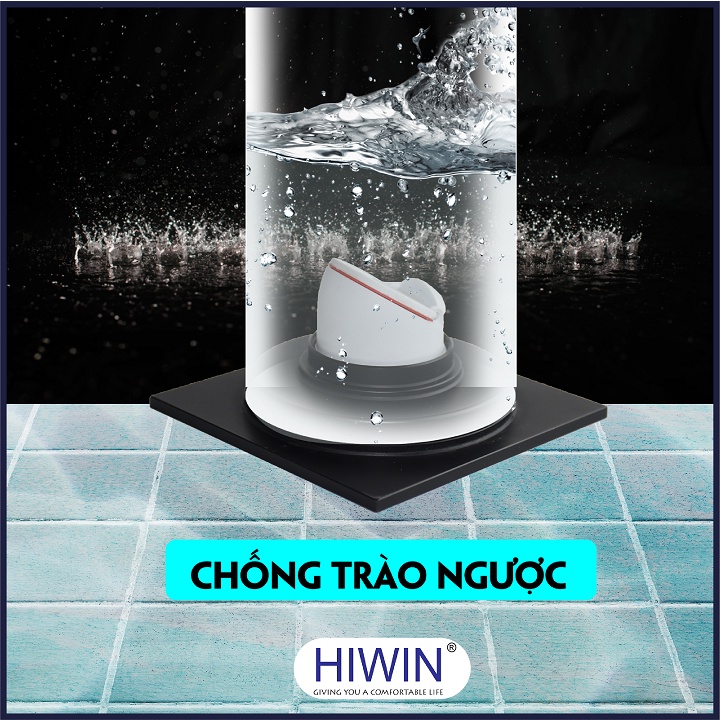 Phễu thoát sàn máy giặt ngăn mùi hôi thoát nước nhanh đồng mạ đen kích thước 100x100mm HIWIN FD-1101WB