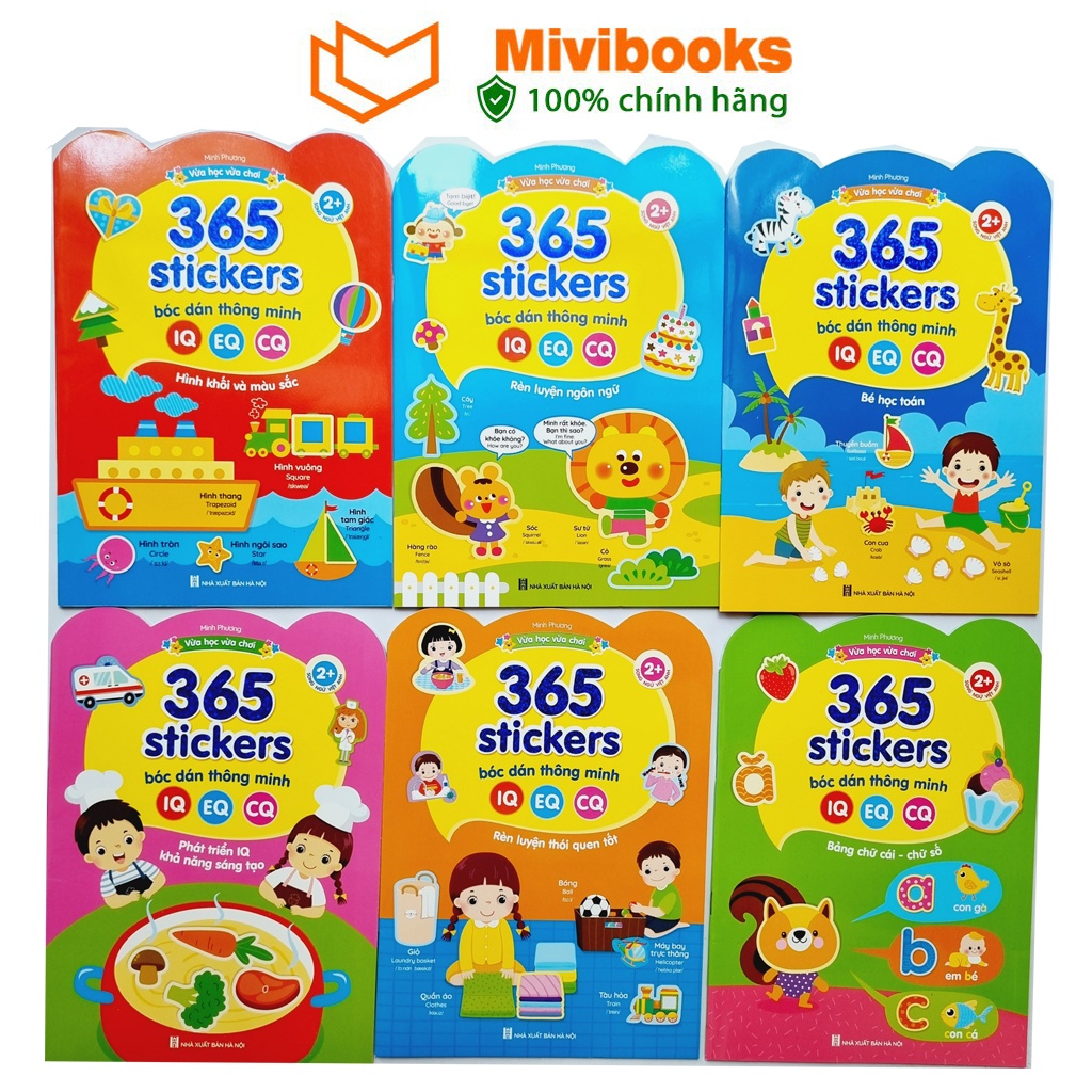 [Mã BMBAU50 giảm 10% đơn 99k] Sách bóc dán thông minh 365 stickers IQ , EQ , CQ phát triển tư duy (bộ 6 cuốn)