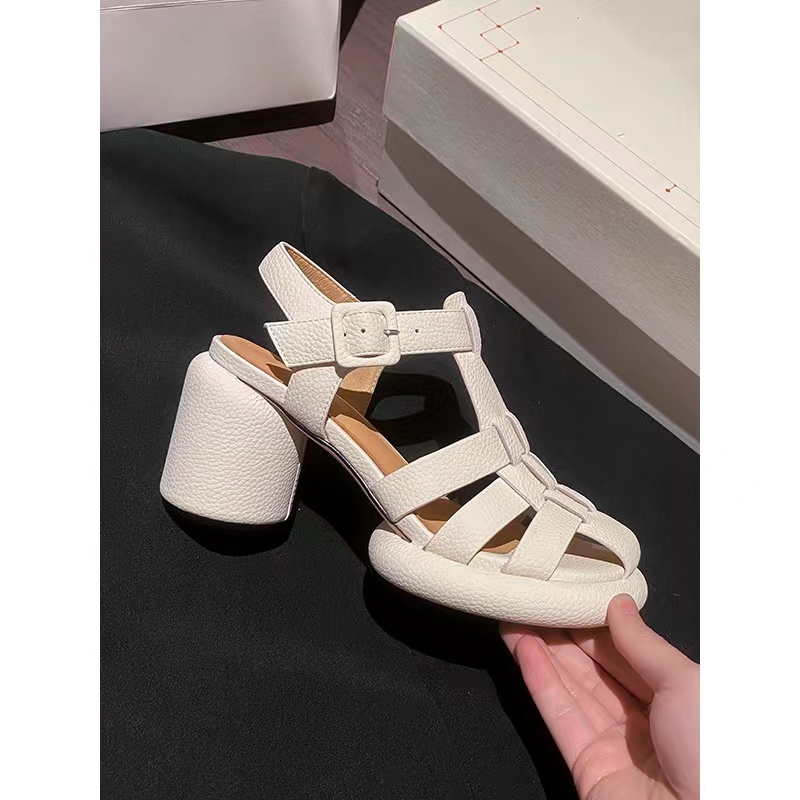 Giày Sandal Cao Gót 2022 Bằng Da Thật Hở Mũi Thời Trang Mùa Hè Cho Nữ