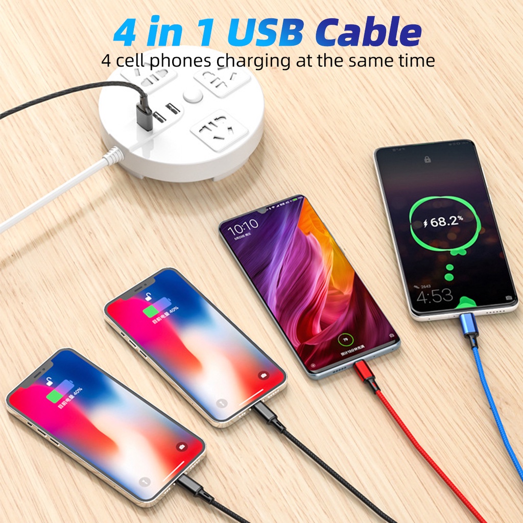 Dây cáp sạc 4 trong 1 USB Type C/ phụ kiện buộc cáp GUUGEI thích hợp cho điện thoại máy tính bảng