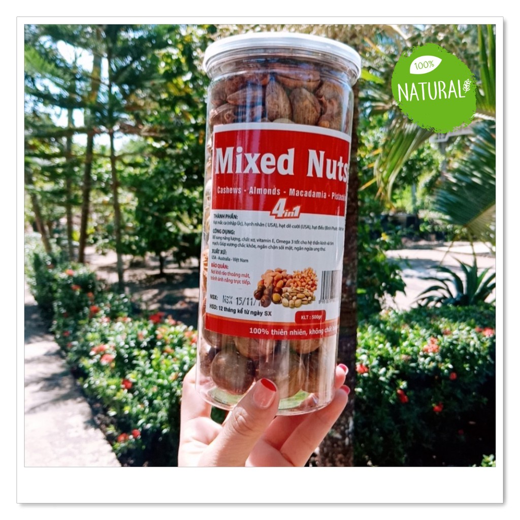 [Mới] Hạt Mix Nuts 4 loại 🎨 Macca – Hạnh nhân – Dẻ cười – Điều 🎨 GIÀU CHẤT XƠ, TỐT CHO TIM MẠCH (500g)