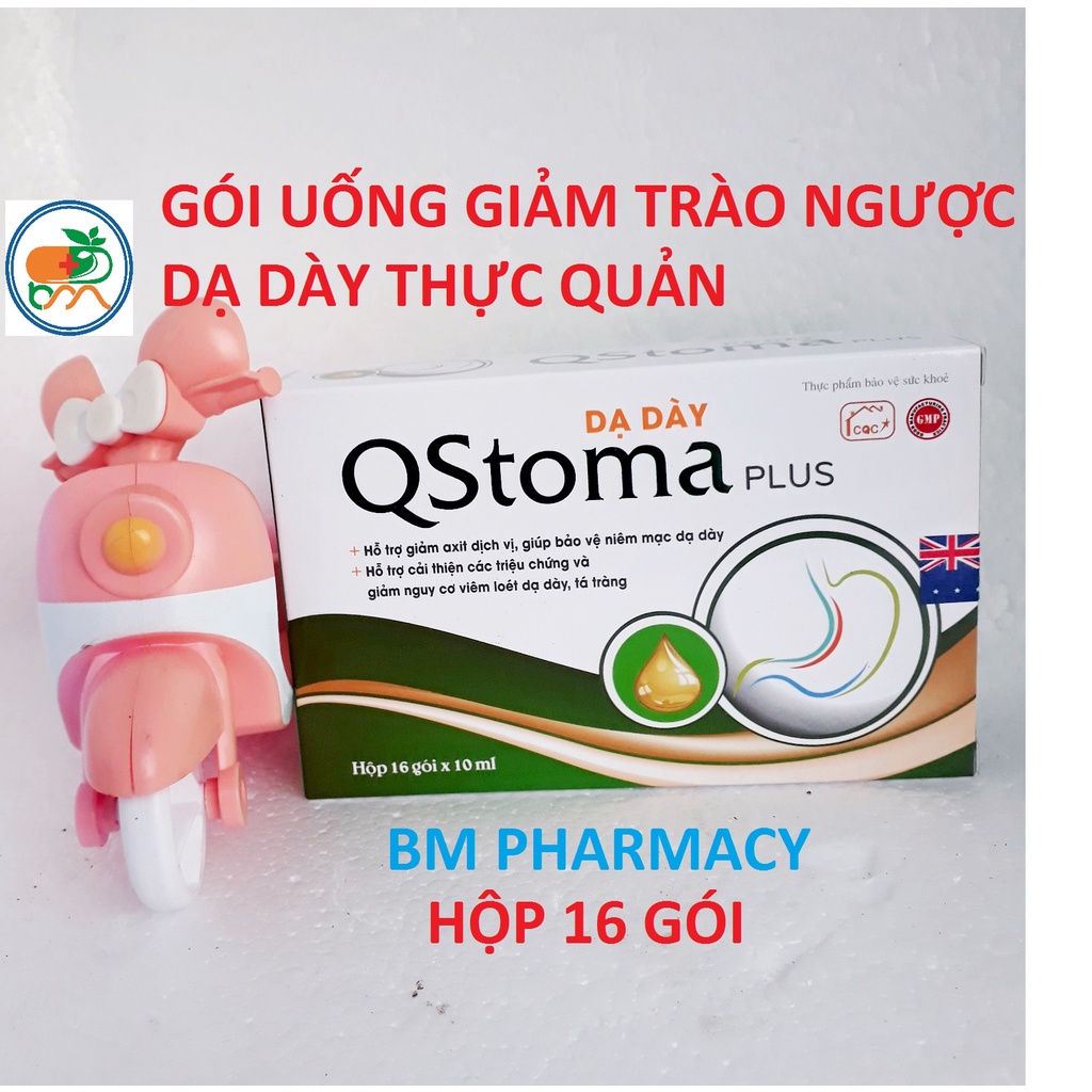 Gói dạ dày QStoma Plus, giúp giảm trào ngược dạ dày, thực quản; giảm đau tức thượng vị; giảm đầy bụng chướng hơi, ợ chua