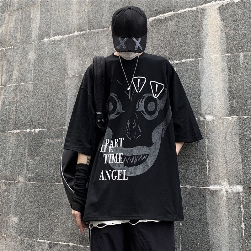 Áo Thun Tay Ngắn Dáng Rộng In Họa Tiết Graffiti Phong Cách Hip Hop Hàn Quốc Thời Trang Cho Nam