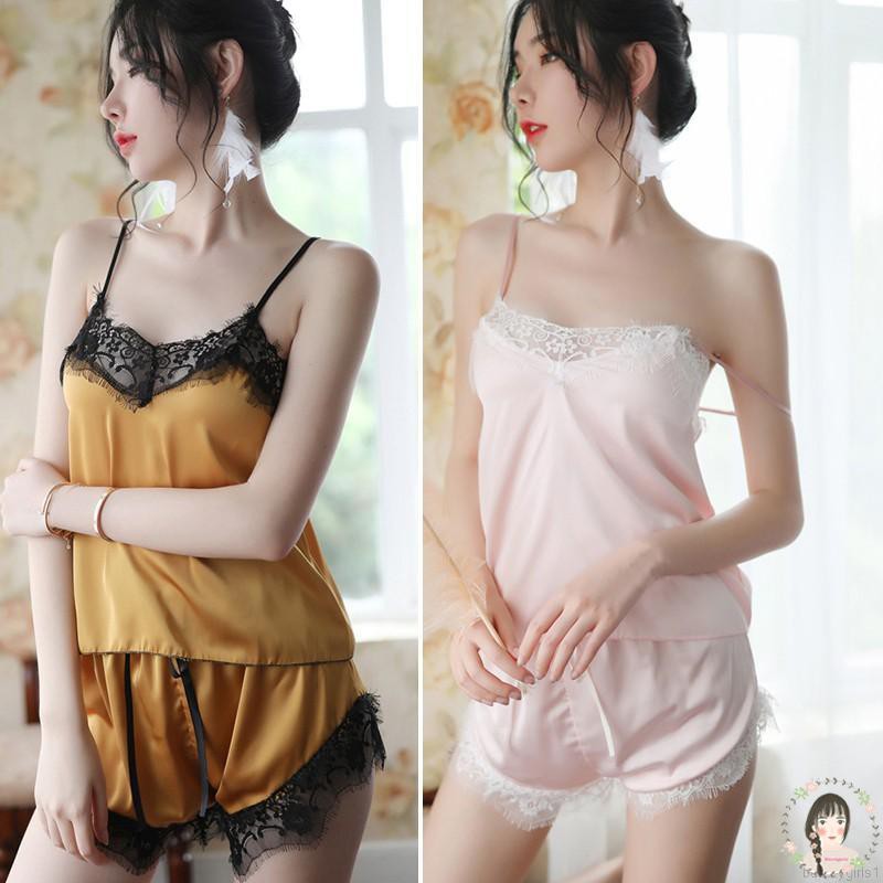 đồ ngủ Lụa Phối Ren Gợi Cảm Cho Nữ