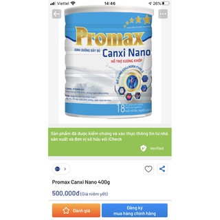 hộp 400g sữa Promax Canxi nano hàng chính hãng