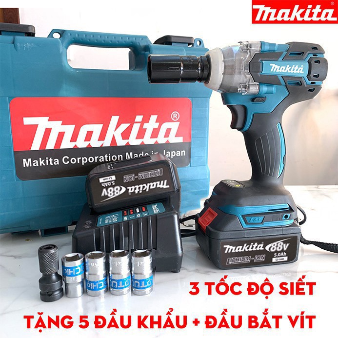 Máy Khoan Siết Bulong Makita 88V, Tặng bộ khẩu + đầu vít - Loại Không Chổi Than