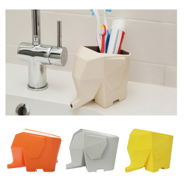 Chú voi trồng cây để bàn cắm bút, đũa có thoát nước dễ thương