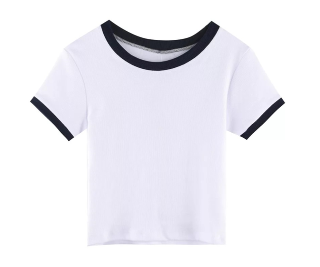[MUA MỘT TẶNG MỘT] Áo Croptop Ôm Trắng Đen Viền Cổ Dễ Thương AP89 | BigBuy360 - bigbuy360.vn