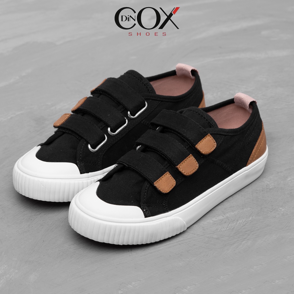 Giày Sneaker Vải Nữ DINCOX E01 Quai Dán Nữ Tính Black