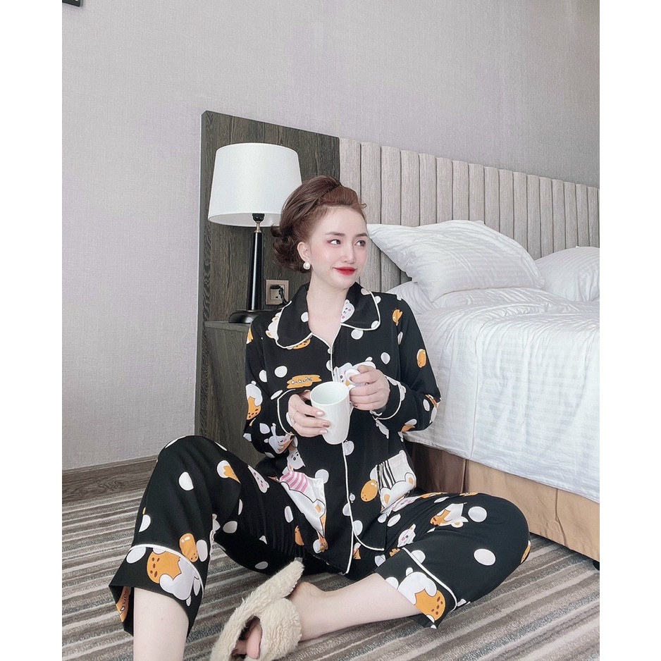 Đồ bộ nữ pijama SOJUN Quần Dài Tay dài Lụa Mango Cao Cấp 40-60kg