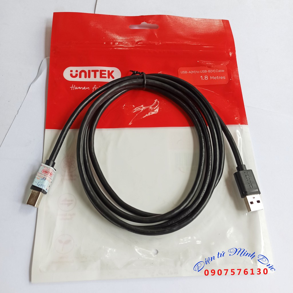 Cable USB to USB MIDI (USB Type A to USB Type B) - Dây máy in, cáp kết nối đàn piano organ - Unitek ( hàng chính hãng)