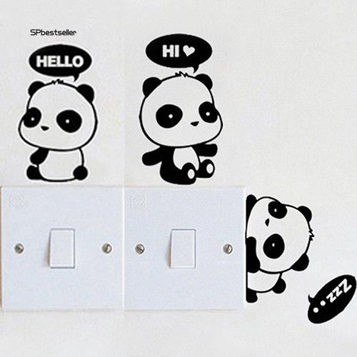 Miếng dán công tắc cửa sổ hình gấu trúc đáng yêu bs _ Lovely