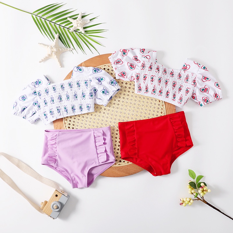 Bộ Đồ Bơi Bikini In Hoa Hoạt Hình Dễ Thương Cho Bé Gái