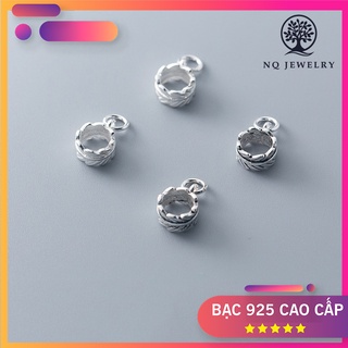 Charm bạc chiếc lá cuộn tròn gắn charm treo