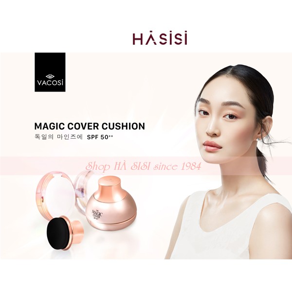 Phấn Nước Trang Điểm Kèm 1 Lõi Thay Thế  VACOSI MAGIC COVER CUSHION SPF50++ (13g x 2)