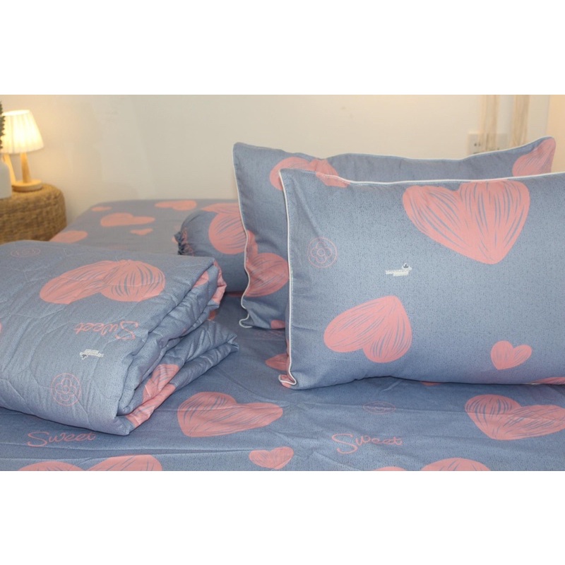 Drap cotton 100% , ga trải giường cao cấp chuẩn LOGO CTY thoáng mát mẫu tim cam