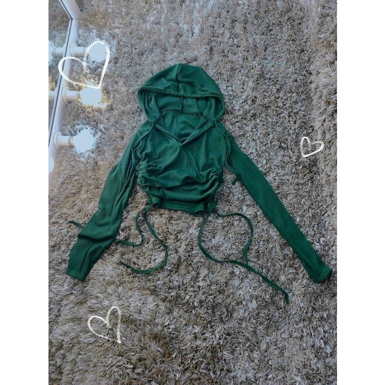 Áo kiểu tay dài có nón dây rút 2 bên cá tính LY45
