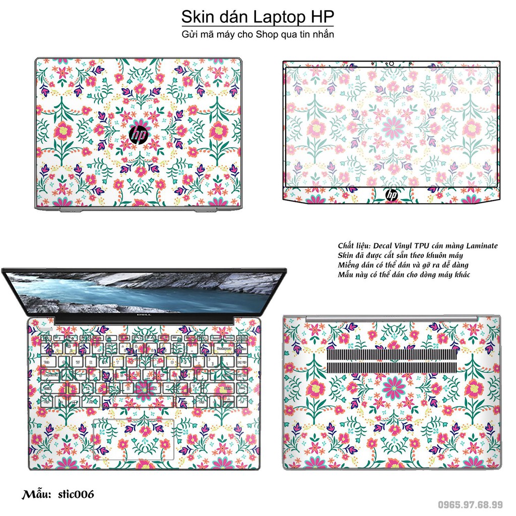 Skin dán Laptop HP in hình Hoa văn sticker (inbox mã máy cho Shop)