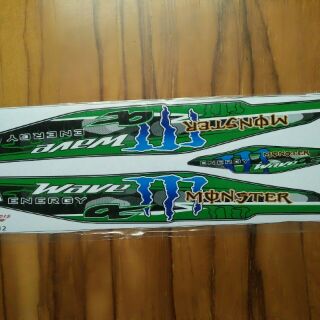 Bộ tem wave A màu xanh Monster