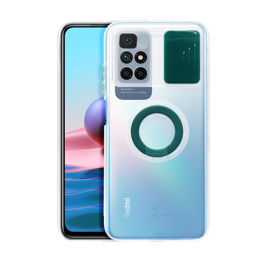 Ốp Điện Thoại Trong Suốt Có Giá Đỡ Dạng Trượt Bảo Vệ Camera Cho Xiaomi Redmi 10 9 9A 9C 9T