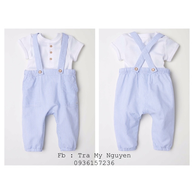 Set quần yếm kèm áo body HM auth