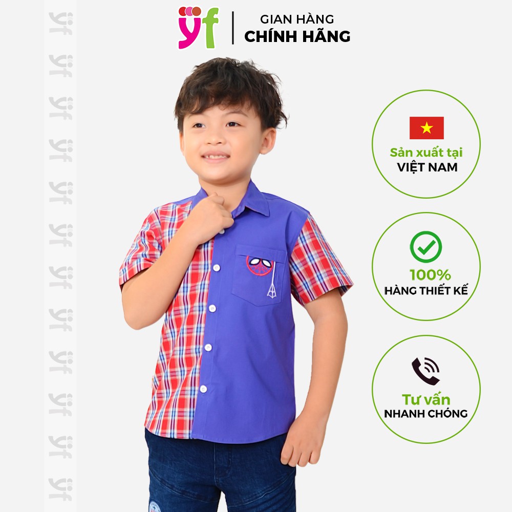 Áo sơ mi bé trai phố vạt caro YF cá tính, kiểu dáng đơn giãn &amp; thanh lịch 9AY519