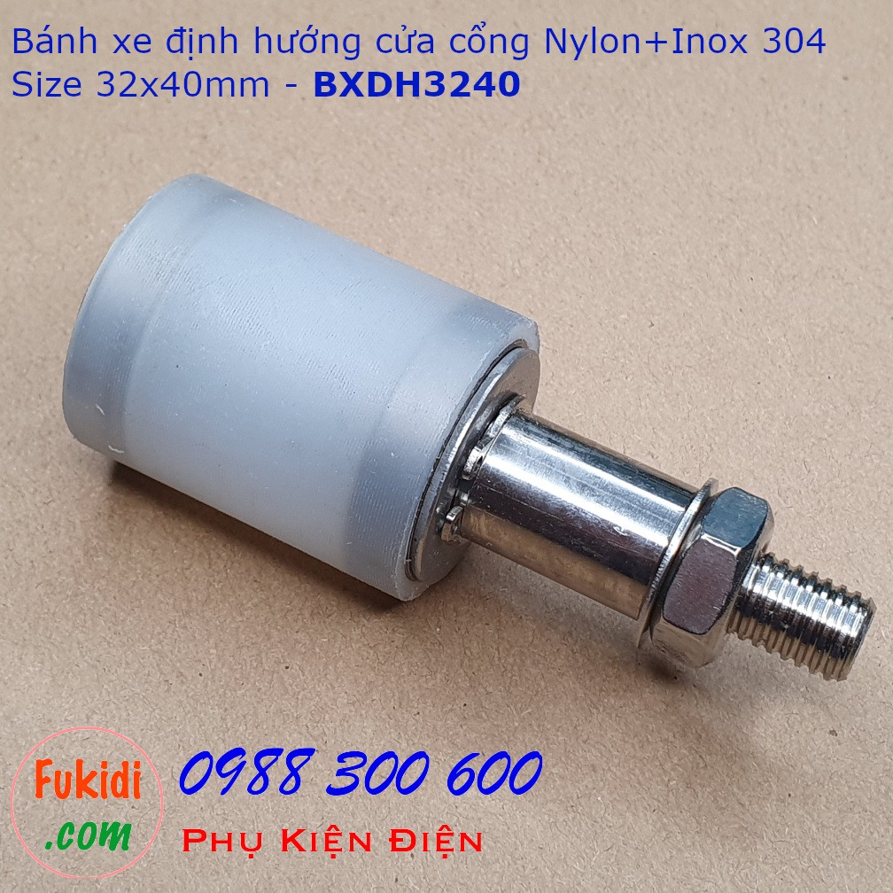 Bánh xe định hướng cửa cổng, chất liệu nylon và inox 304 size 32x40mm - BXDH3240
