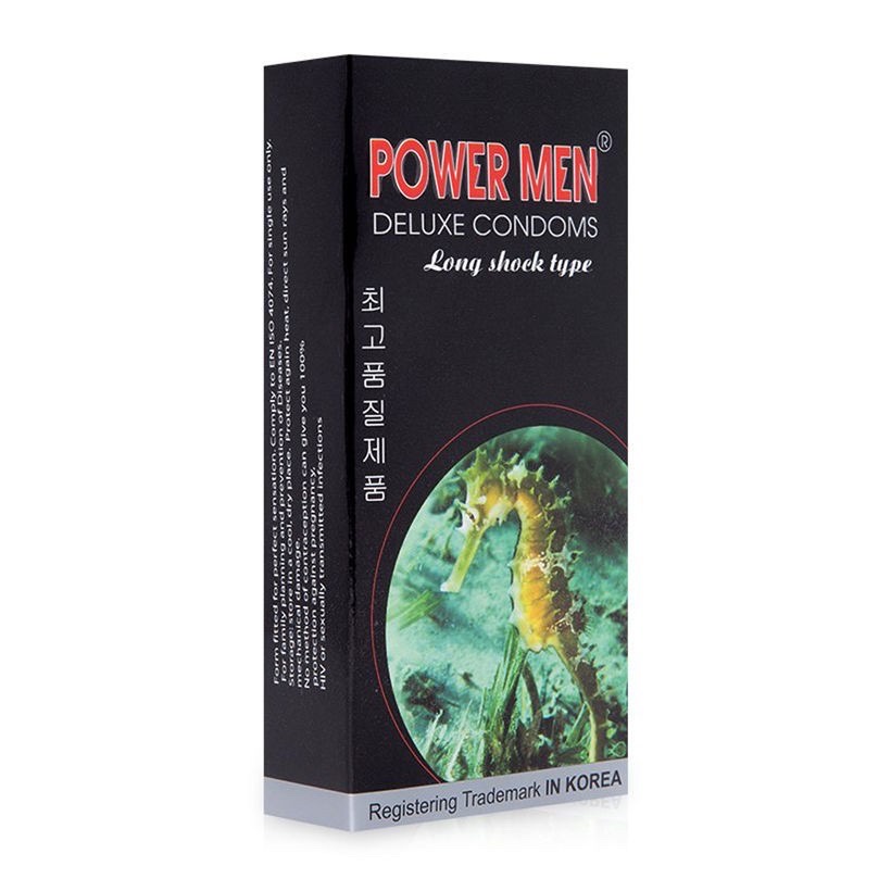 [Chính hãng] Bao cao su gân gai kéo dài thời gian Power Men Longshock (Hộp 12c, 3c)