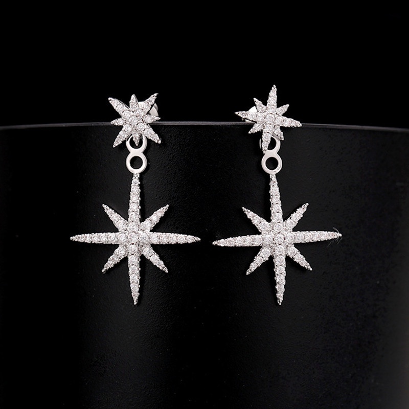 Bông Tai Dáng Dài Bằng Bạc 925 Đính Đá Thời Trang Cho Nữ