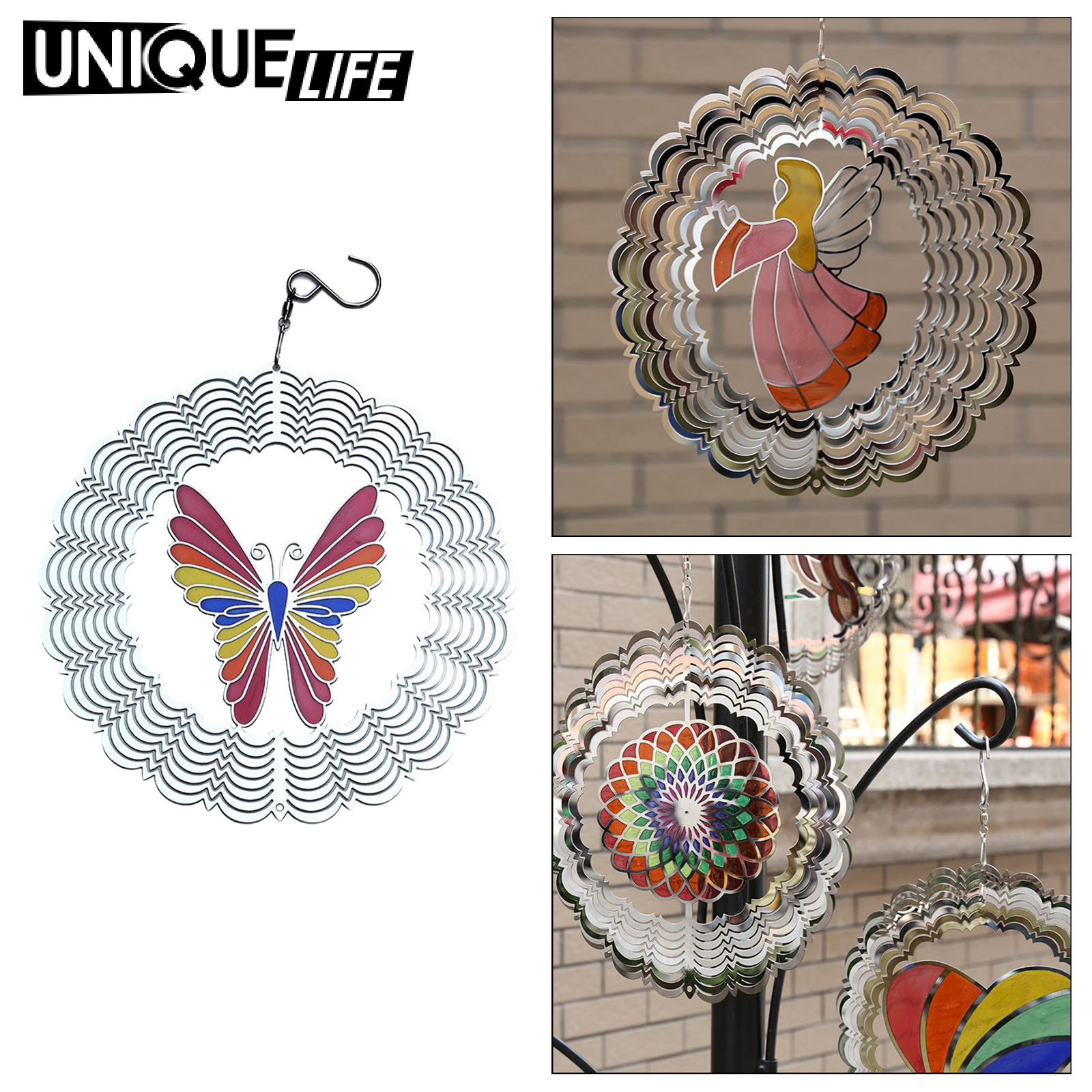 [Unique Life]Wind Spinner Church Porch Yard Wind Chimes Hanging Art Decoration Ornament Style