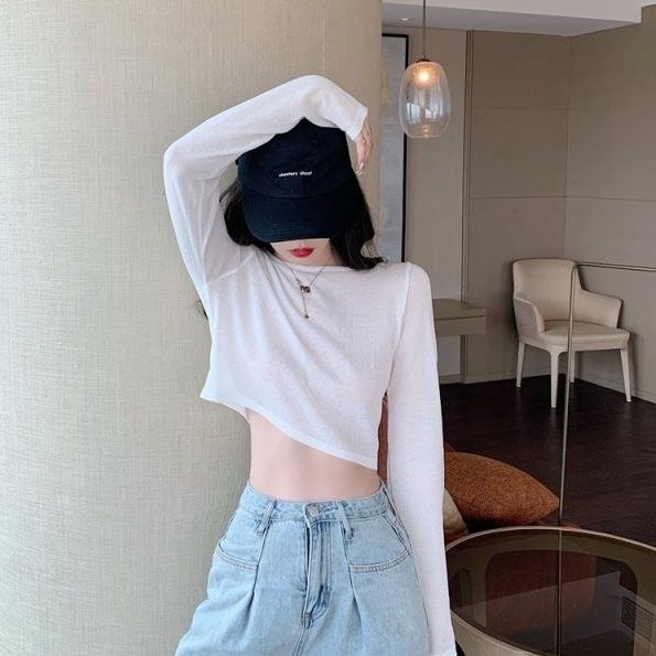 Áo Croptop Tay Dài Chống Nắng Thiết Kế Quyến Rũ Cho Nữ