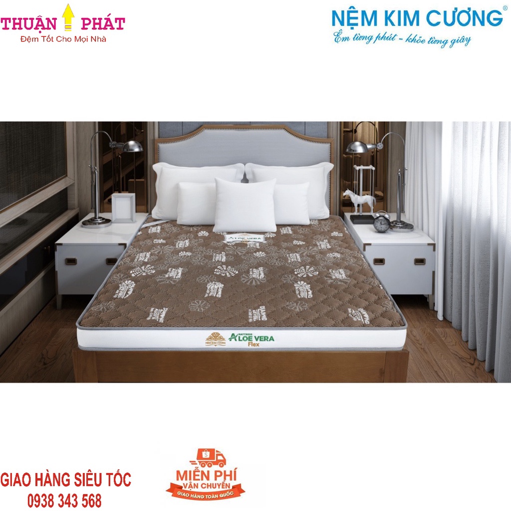 Đệm cao su non Kim Cương Aloe Vera Flex tinh chất lô hội - Chính hãng 100% - Mix mầu