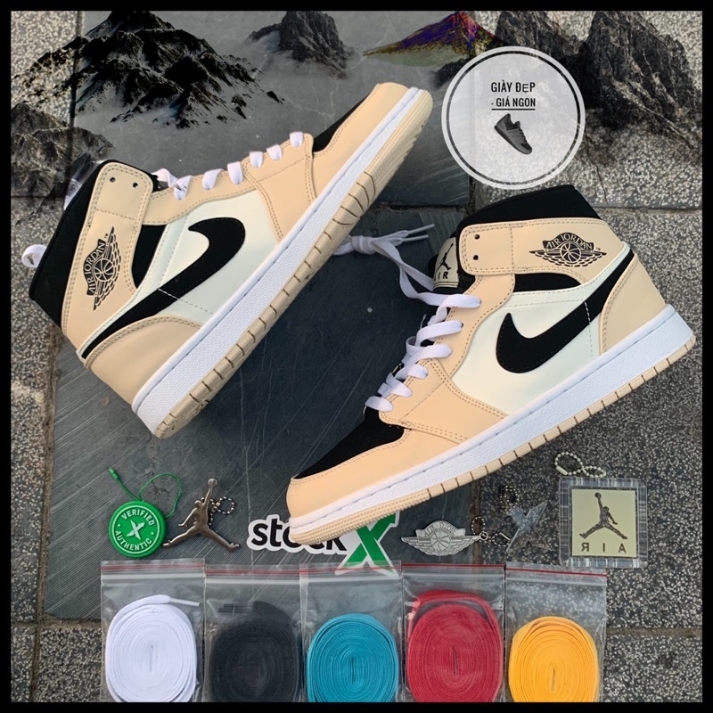 (Shop Giày Đẹp Giá Ngon) Giày Jordan 1 Mid Barely Orange + full box bill