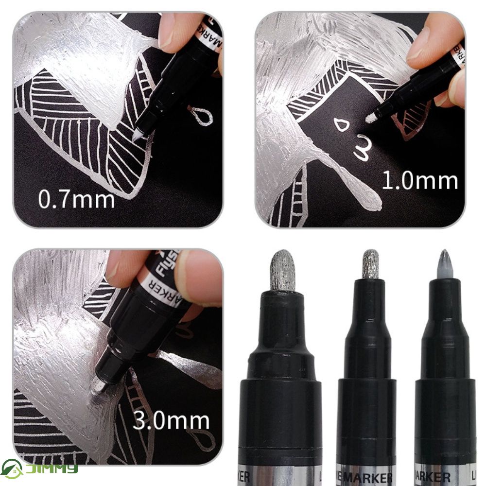 Bút lông nhũ màu bạc nghệ thuật phản chiếu phù hợp cho gương/ kim loại/ gỗ/ đá
