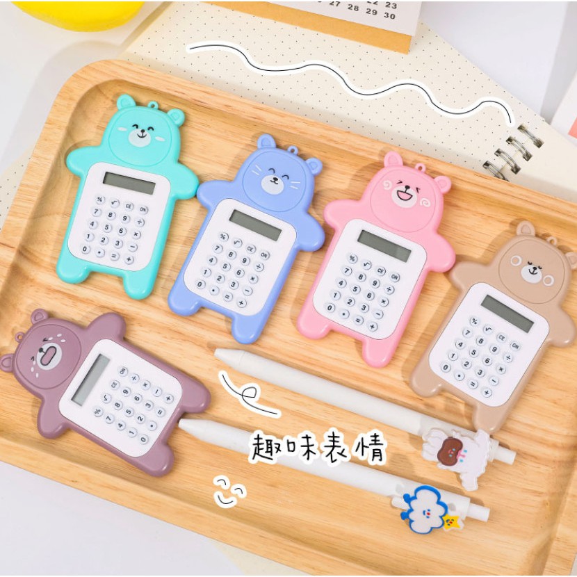 Máy tính cầm tay mini hình gấu mập đáng yêu nhiều khuôn mặt biểu cảm cute giá rẻ