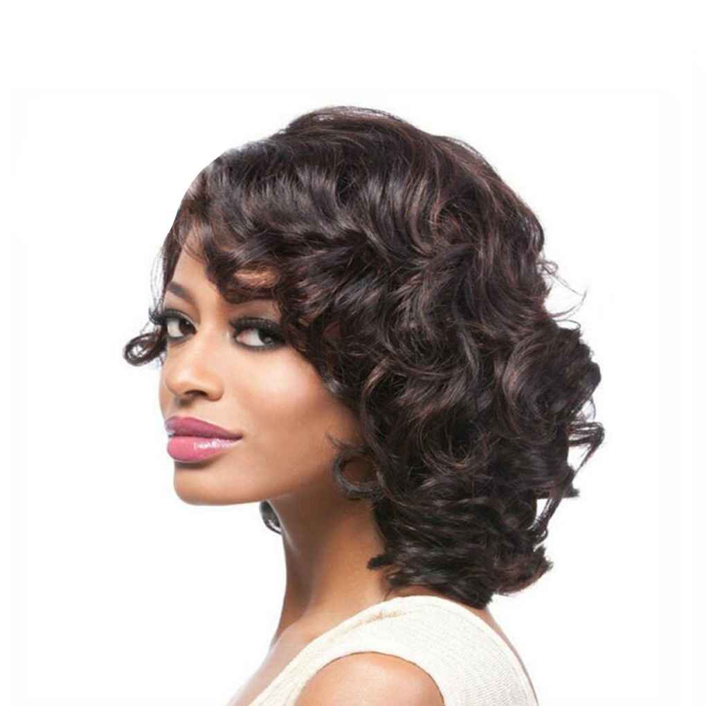 [Mapde] Women Gradient Color Short Curly Fake Hair Lady Curls Hair None Lace Heat Resistant Fiber Wig