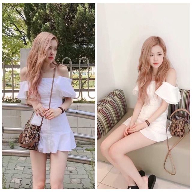 Váy trễ vai giống Rose Blackpink