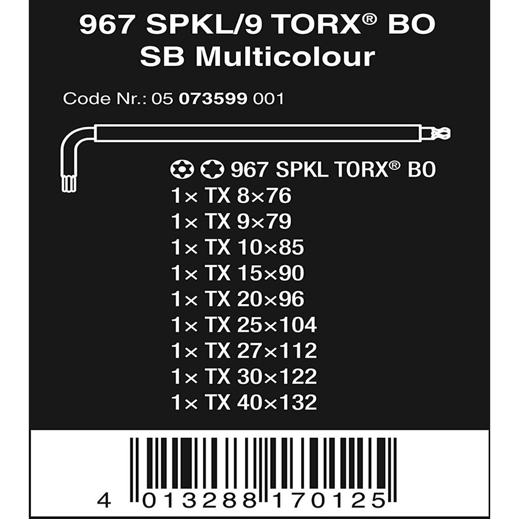 Bộ lục giác hoa thị nhiều màu có lỗ 967/9 tx bo multicolour 1 sb, Wera 05073599001