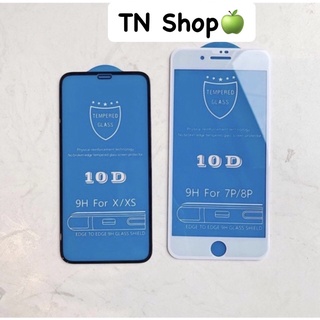 Kính cường lực iphone Full màn hình 10D nền xanh (từ iphone6-13promax)- tặng kèm giấy lau.