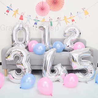 Bong Bóng Nhôm 32 inch Hình Chữ Số Màu Bạc Dùng Trang Trí Tiệc Cưới, Sinh Nhật