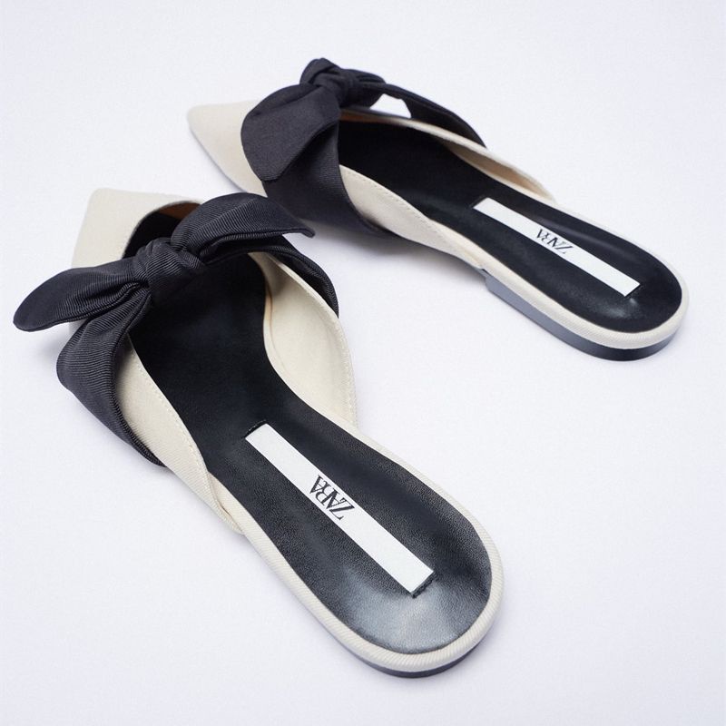 Zara Giày sục mũi nhọn đính nơ